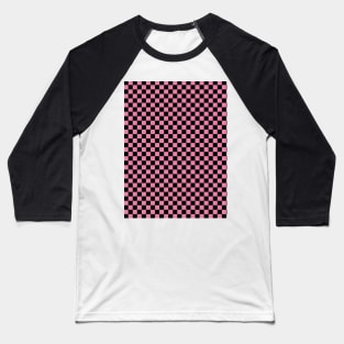 Pink and Black Checkerboard Plaid Baseball T-Shirt